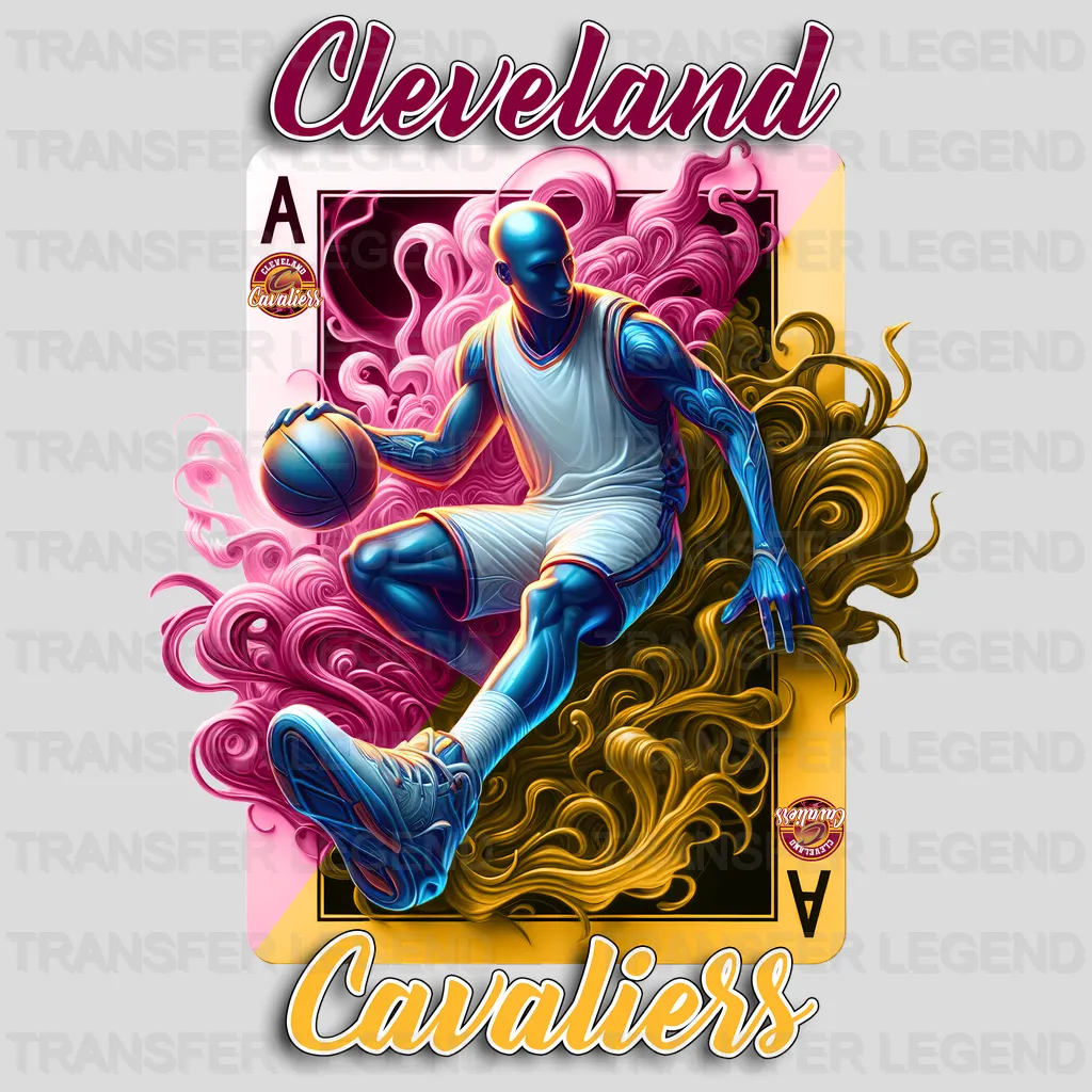 Cleveland Cavaliers NBA Skeleton Playing Card Art - DTF Iron On Transfer