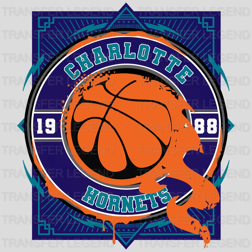Charlotte Hornets NBA Orange Shape Logo Art - DTF Iron On Transfer