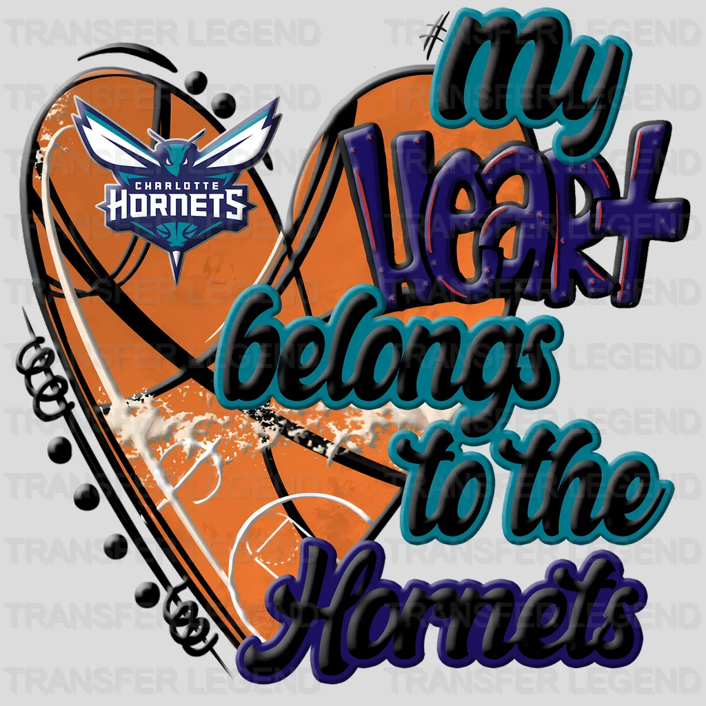 Charlotte Hornets NBA My Heart Belongs To The Hornets DTF Iron On Transfer