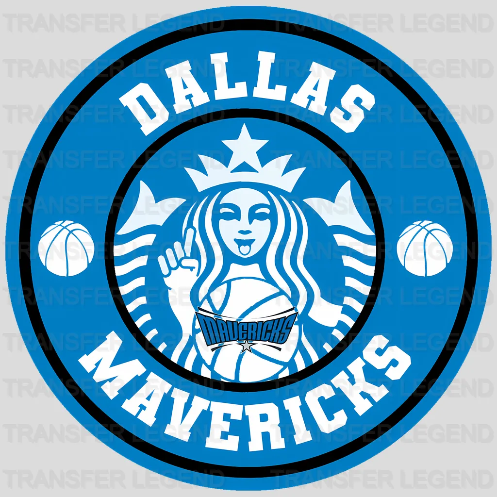 Dallas Mavericks NBA Coffee Logo Parody Emblem - DTF Iron On Transfer