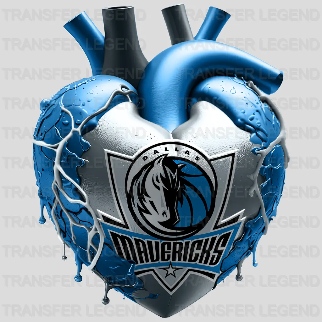 Dallas Mavericks NBA Realistic Anatomical Heart Art - DTF Iron On Transfer