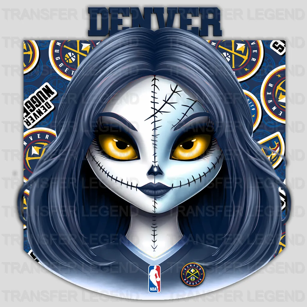 Denver Nuggets NBA Gothic Girl Illustration - DTF Iron On Transfer