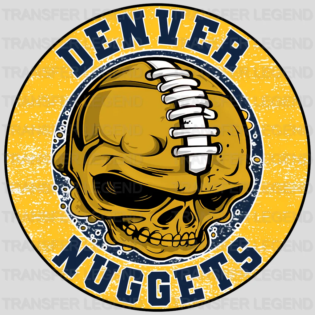 Denver Nuggets NBA Yellow Skull With Helmet Art - DTF Iron On Transfer