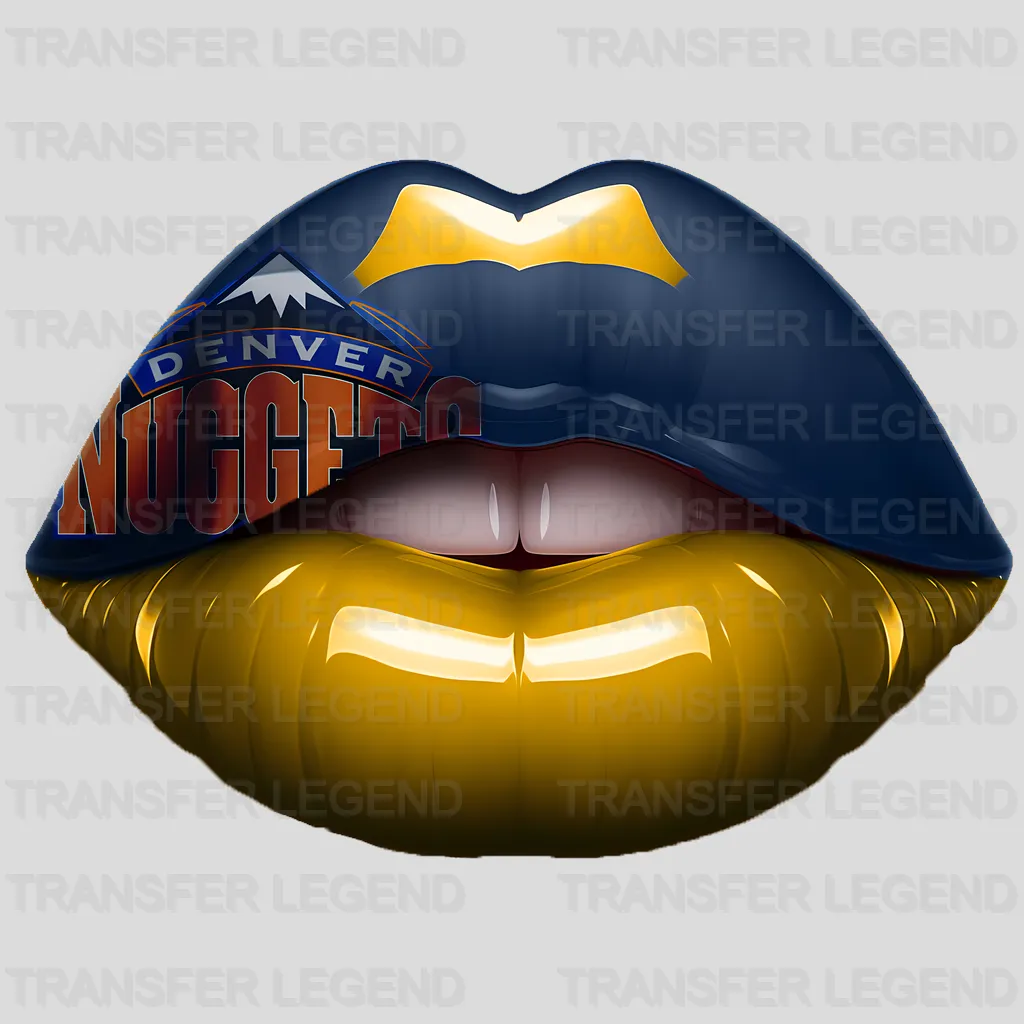 Denver Nuggets NBA Blue Lips Logo Art Illustration - DTF Iron On Transfer