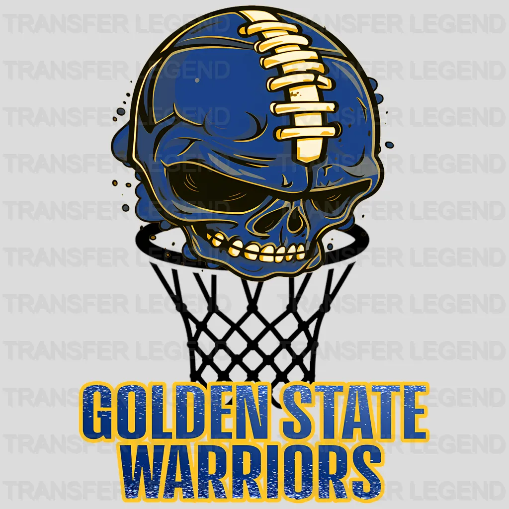 Golden State Warriors NBA Blue Skull Biting Rim Art - DTF Iron On Transfer
