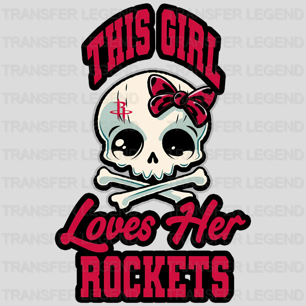 Houston Rockets NBA Red Skull Biting Rim Art - DTF Iron On Transfer