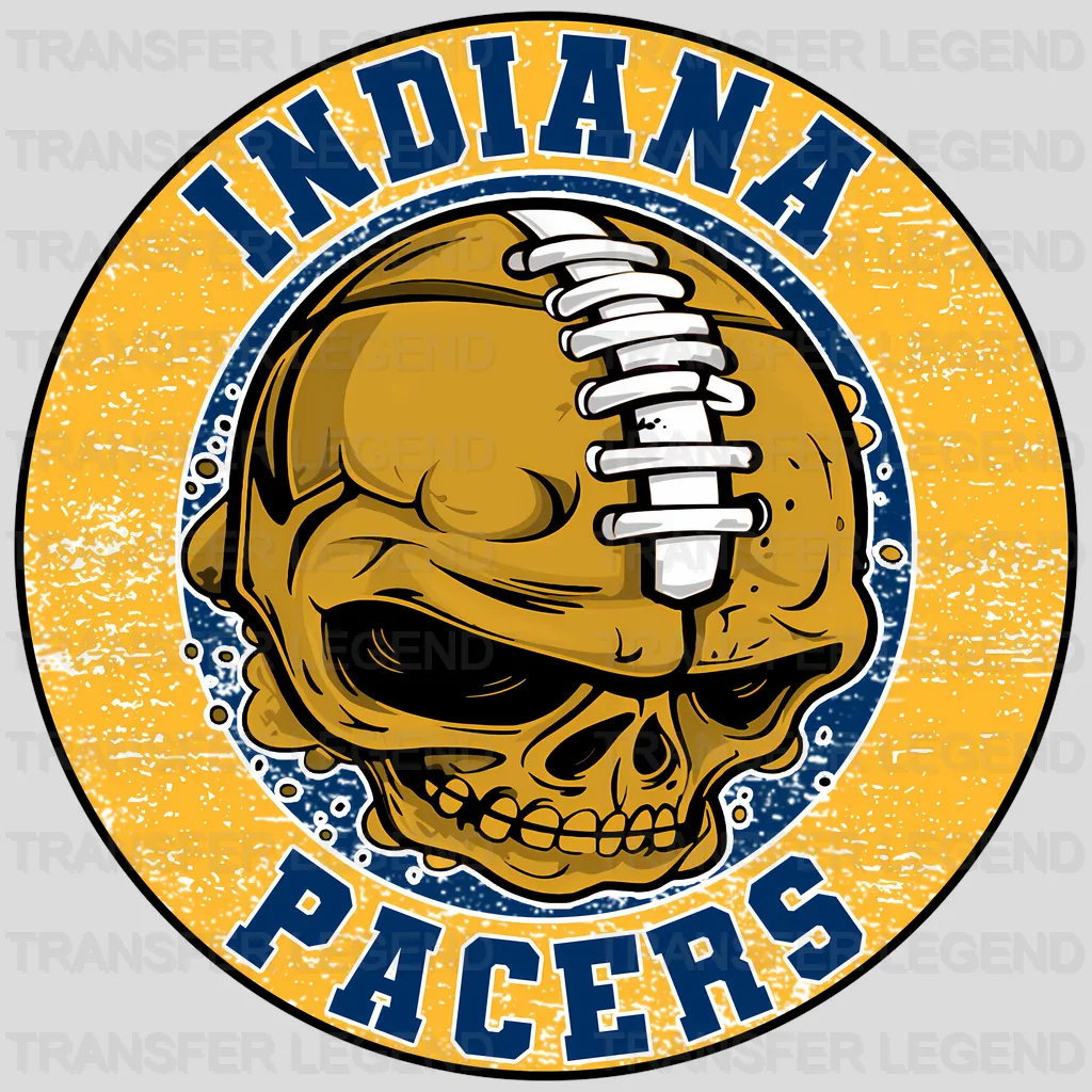 Indiana Pacers NBA Yellow Skull With Helmet Art - DTF Iron On Transfer