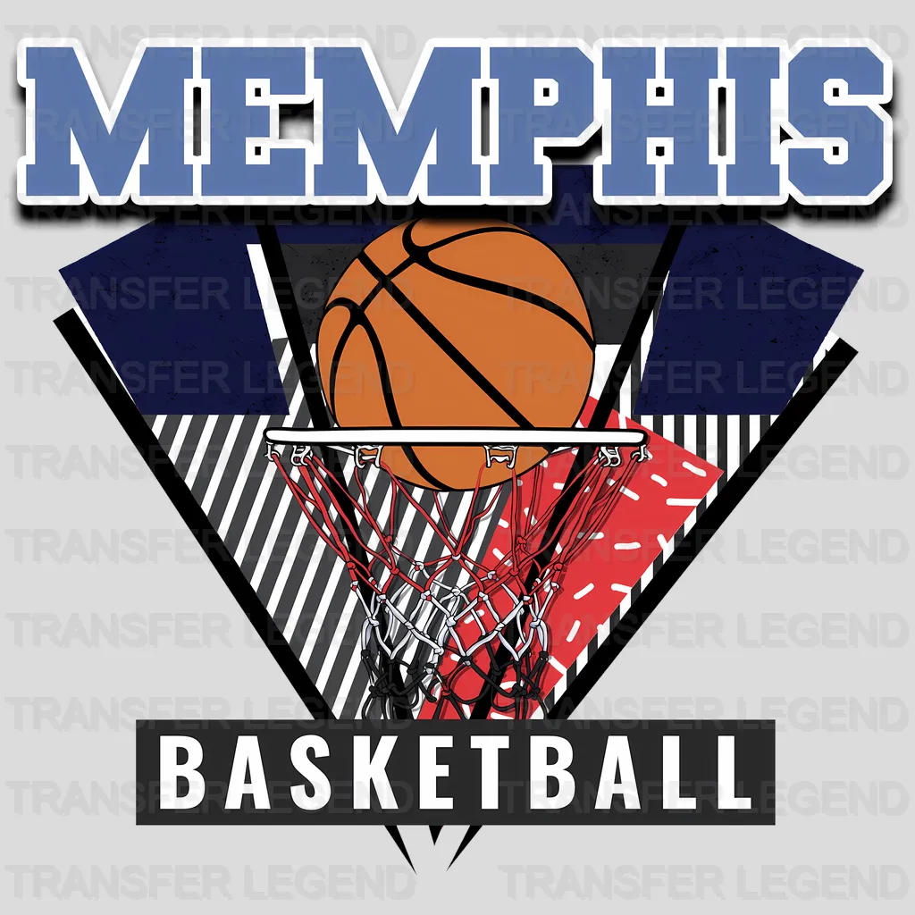Memphis Grizzlies NBA Triangle Geometric Art - DTF Iron On Transfer