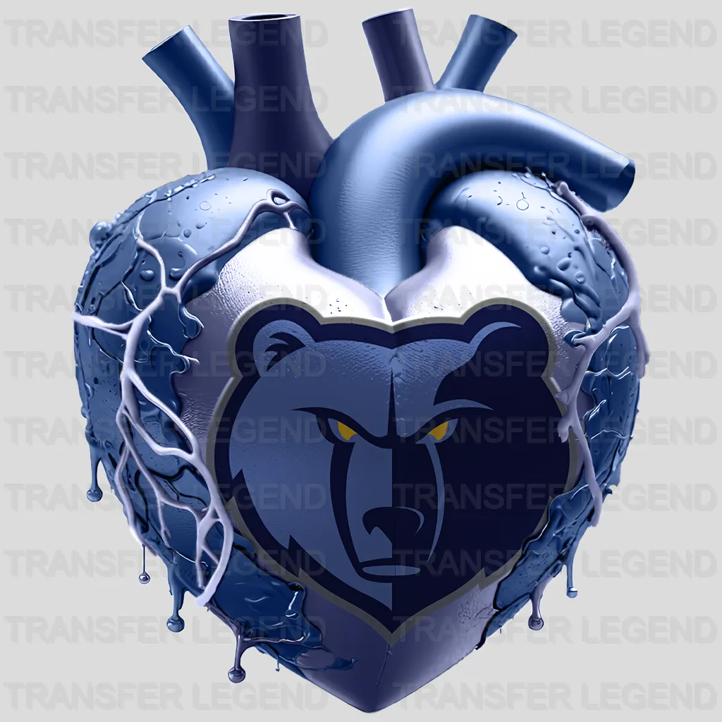 Memphis Grizzlies NBA Realistic Anatomical Heart Art - DTF Iron On Transfer