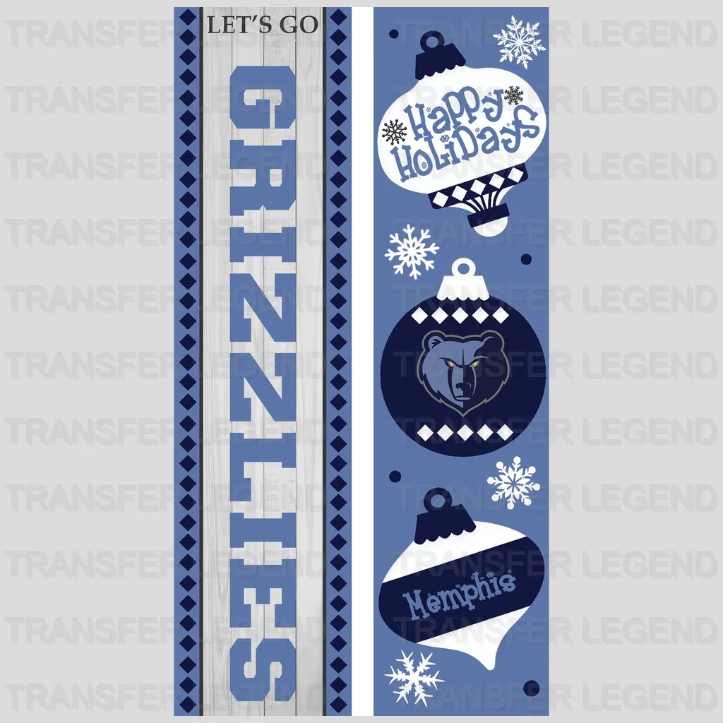Memphis Grizzlies NBA Vertical Strip Banner Logo Patterned - DTF Iron On Transfer