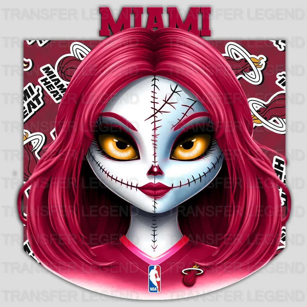 Miami Heat NBA Gothic Girl Illustration - DTF Iron On Transfer