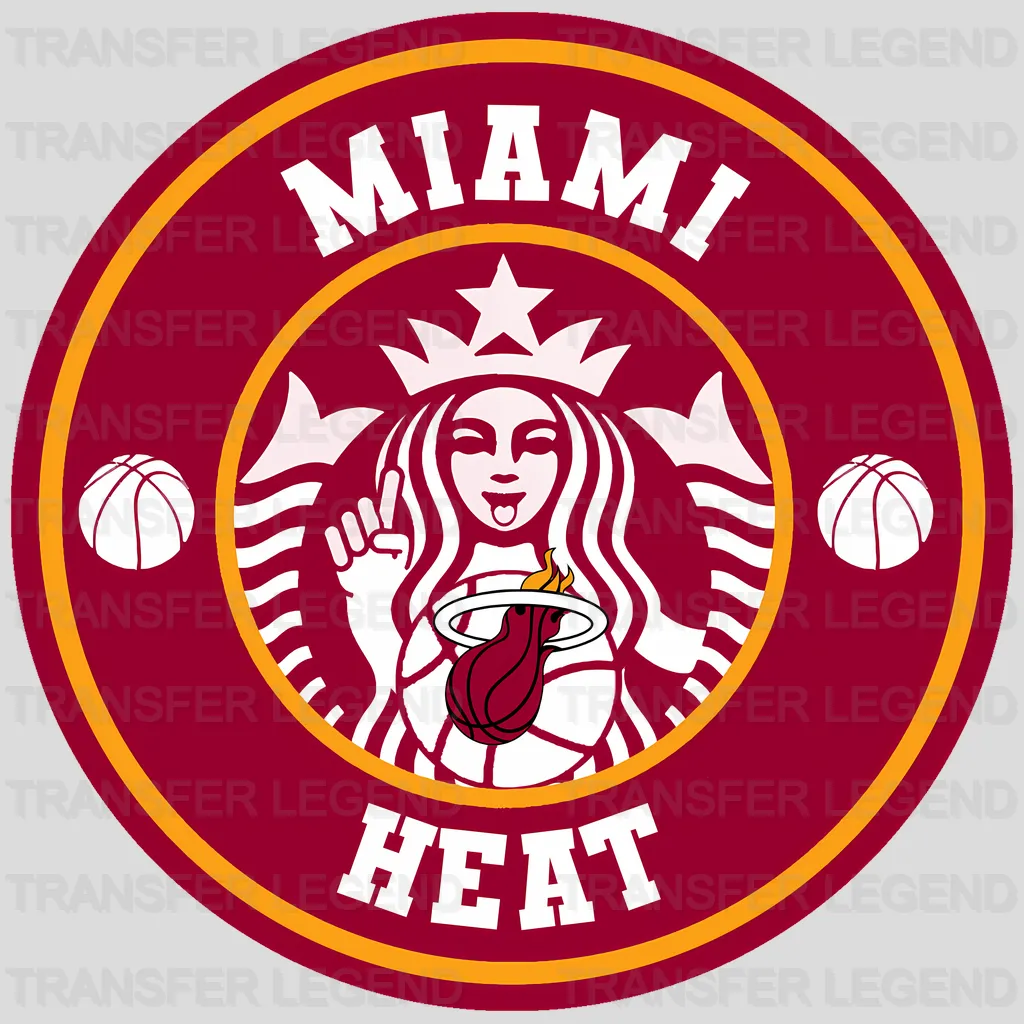Miami Heat NBA Coffee Logo Parody Emblem - DTF Iron On Transfer