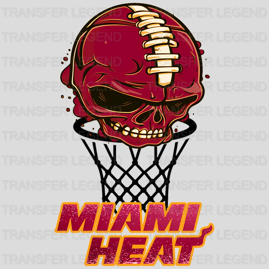 Miami Heat NBA Red Skull Biting Rim Art - DTF Iron On Transfer