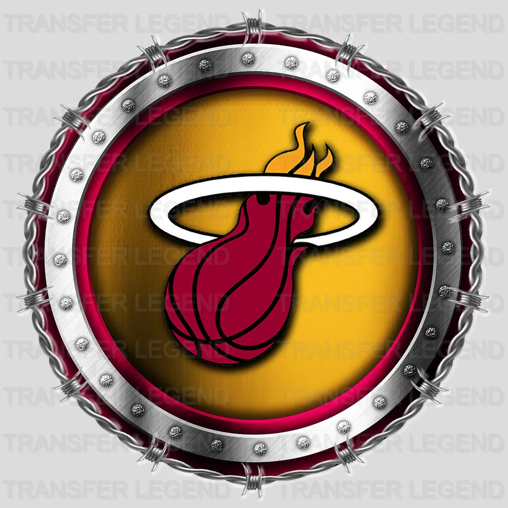 Miami Heat NBA Chrome Metal Circle Badge 3D - DTF Iron On Transfer