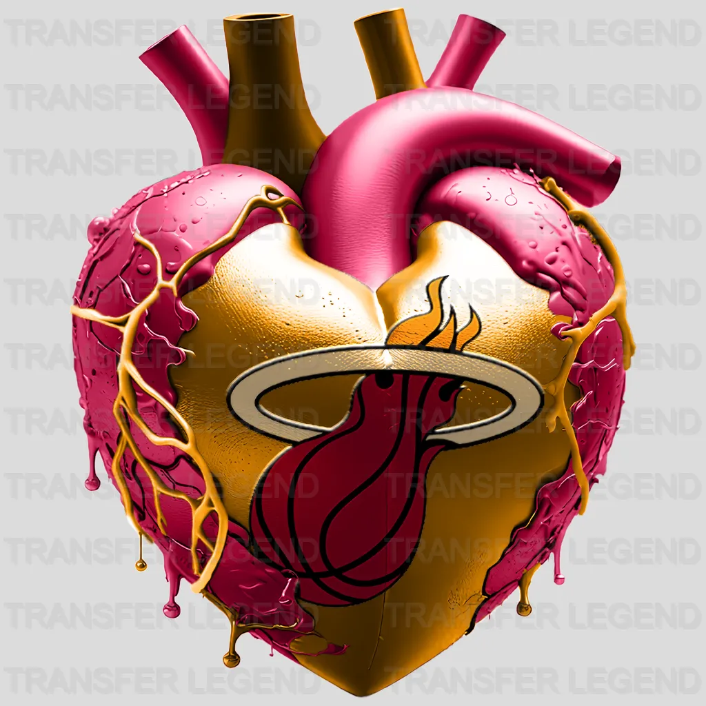Miami Heat NBA Realistic Anatomical Heart Art - DTF Iron On Transfer