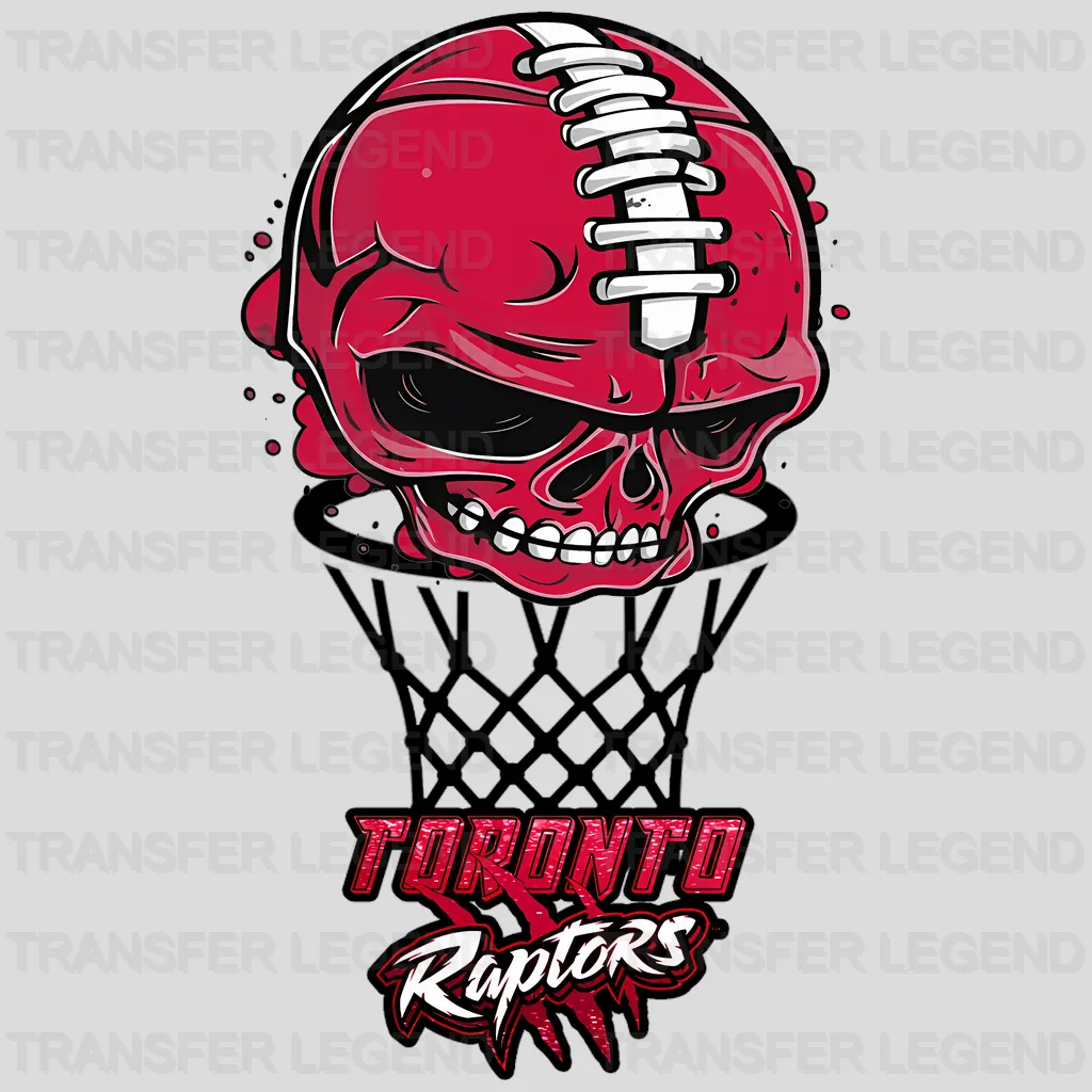 Toronto Raptors NBA Red Skull Biting Rim Art - DTF Iron On Transfer