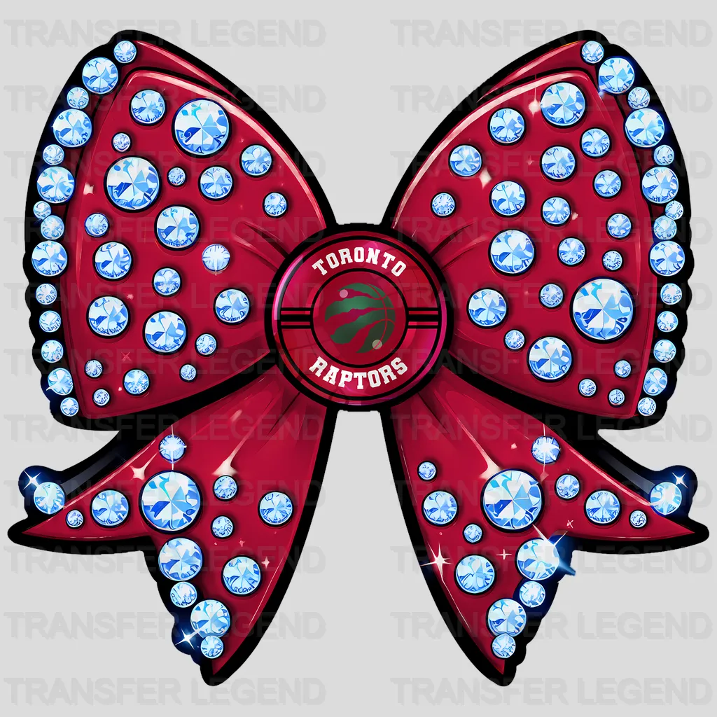 Toronto Raptors NBA Glitter Sequin Red Bow Ribbon - DTF Iron On Transfer