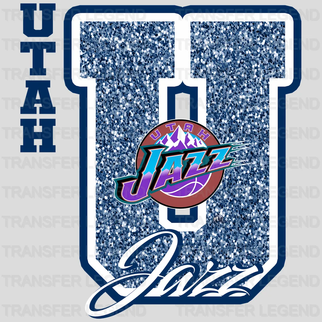 Utah Jazz NBA Glitter Chenille Letter U Logo - DTF Iron On Transfer