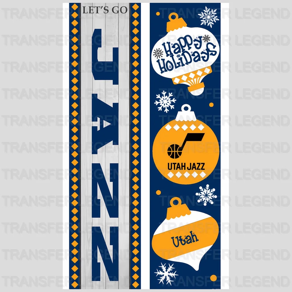 Utah Jazz NBA Vertical Strip Banner Logo White - DTF Iron On Transfer