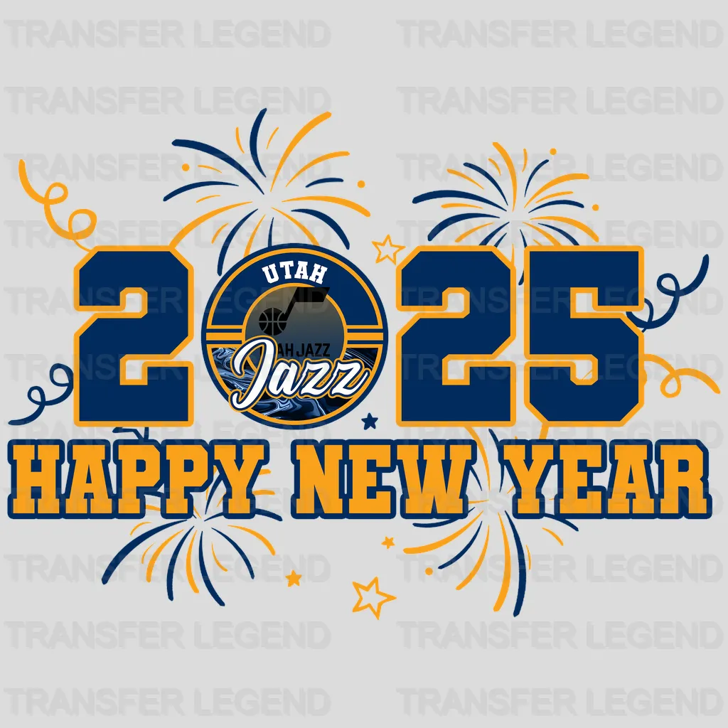 Utah Jazz NBA 2025 Happy New Year DTF Iron On Transfer