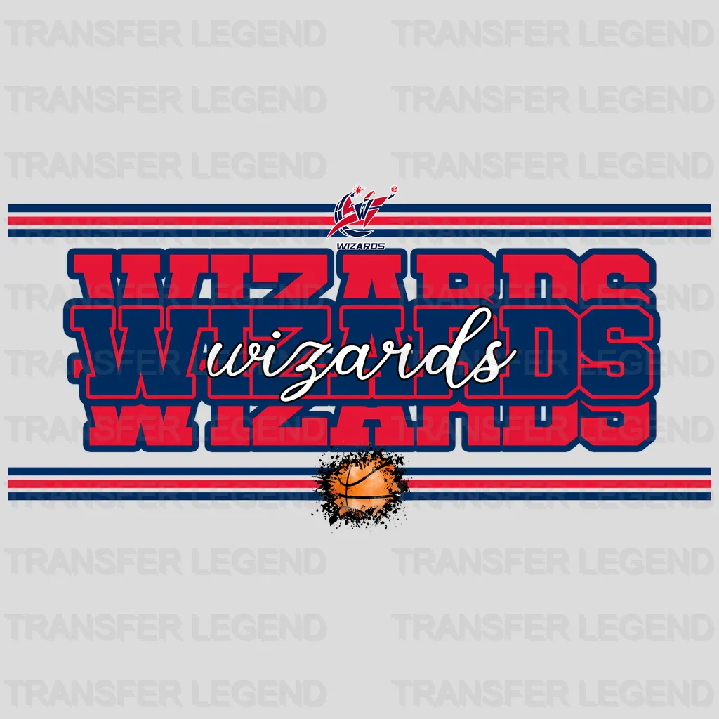 Washington Wizards NBA Text Logo Strip Banner - DTF Iron On Transfer