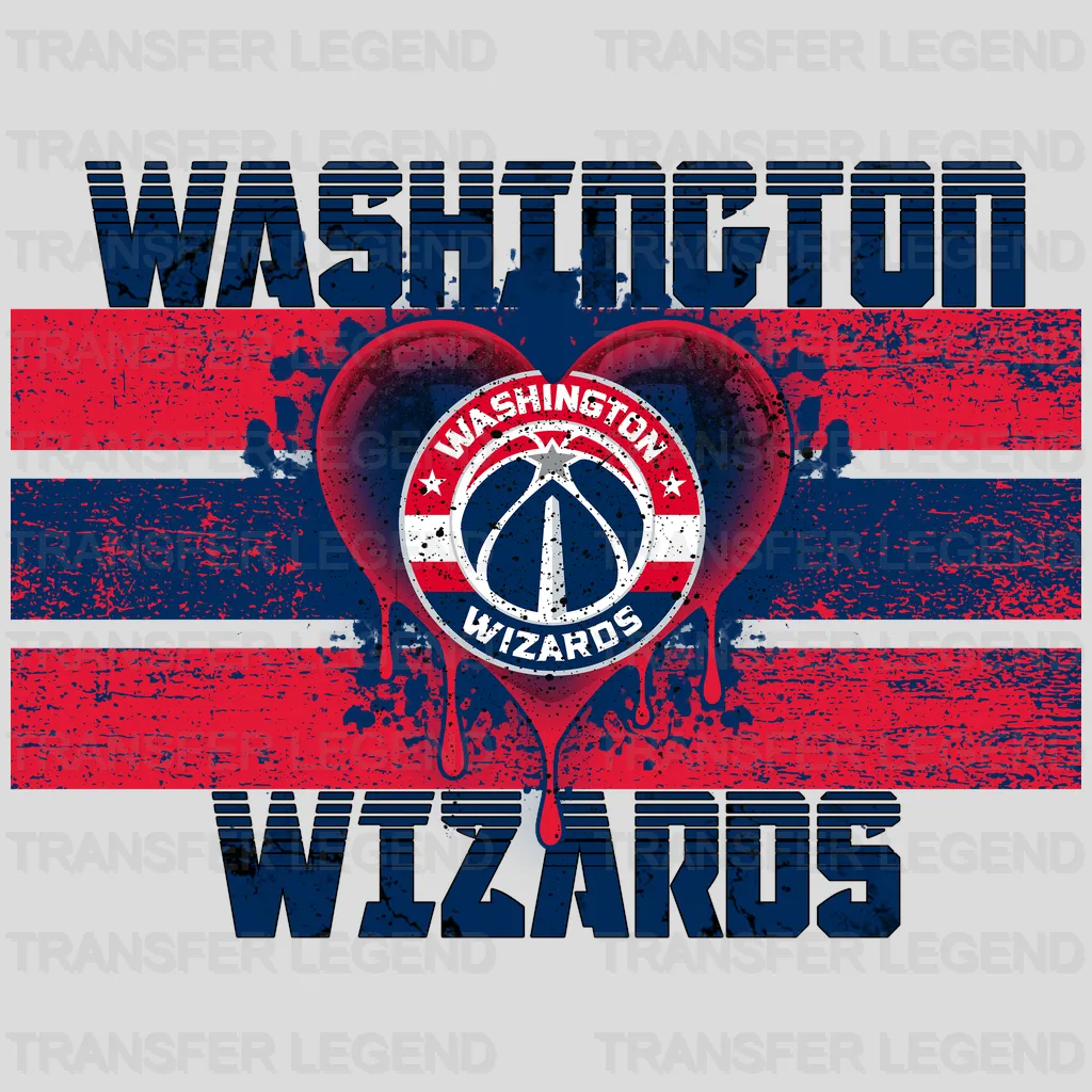 Washington Wizards NBA Distressed Flag Heart Shape - DTF Iron On Transfer