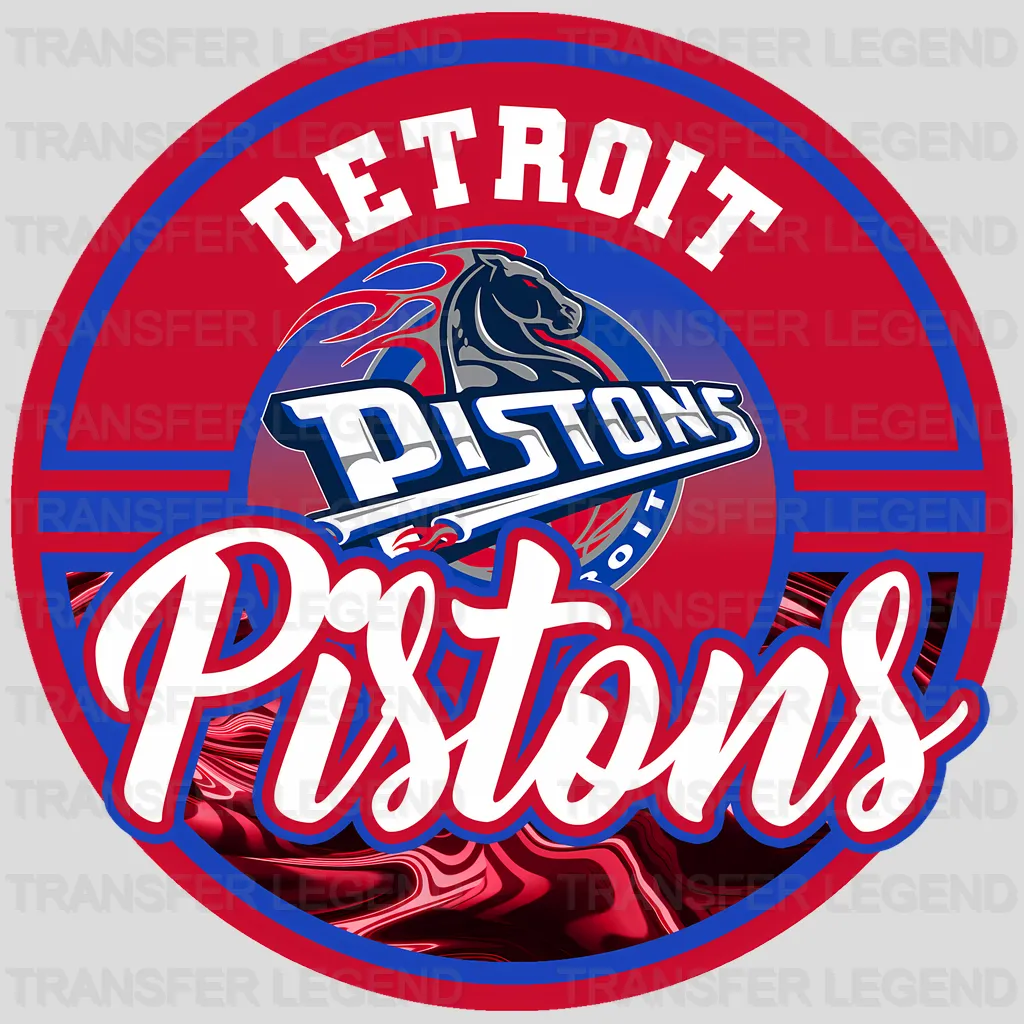Detroit Pistons NBA Classic Circle Logo Badge - DTF Iron On Transfer