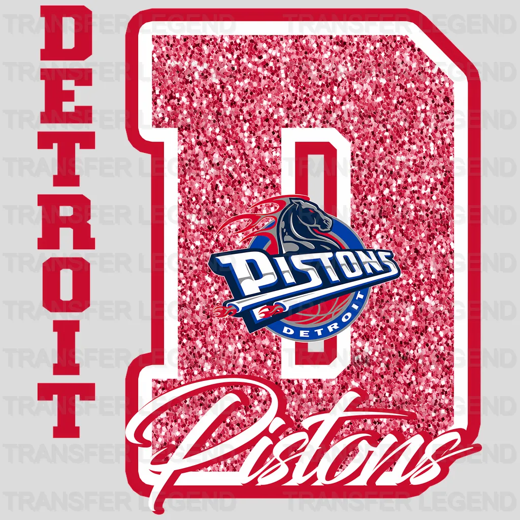 Detroit Pistons NBA Glitter Chenille Letter D Logo - DTF Iron On Transfer