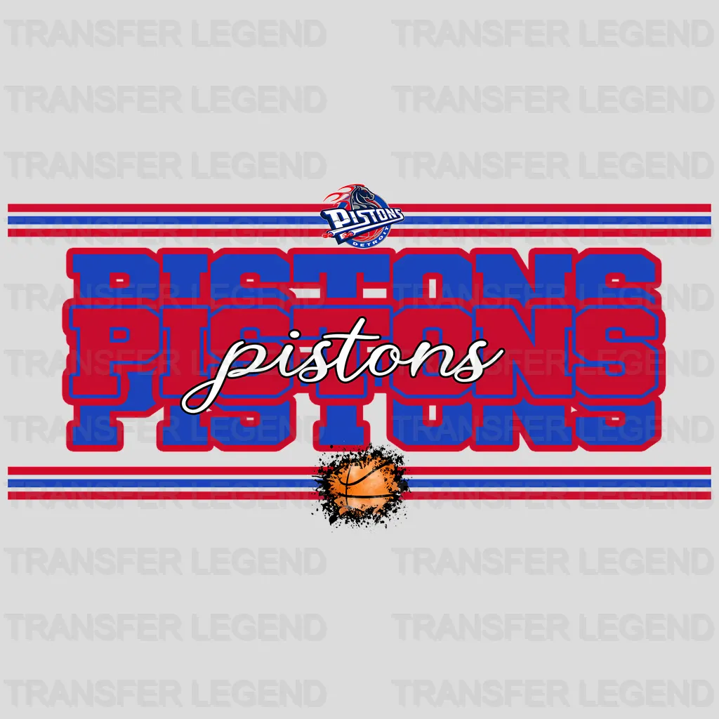 Detroit Pistons NBA Vertical Strip Banner Logo White - DTF Iron On Transfer