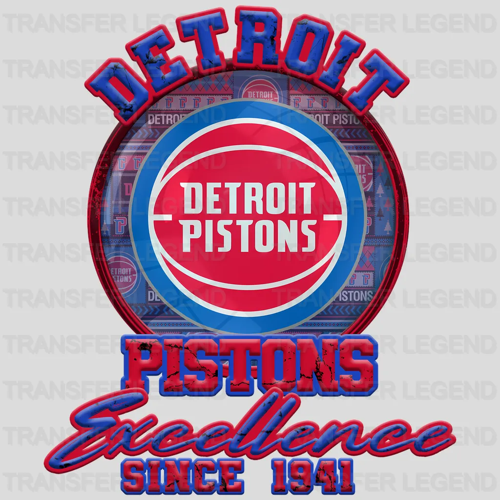 Detroit Pistons NBA Distressed Flag Heart Shape - DTF Iron On Transfer