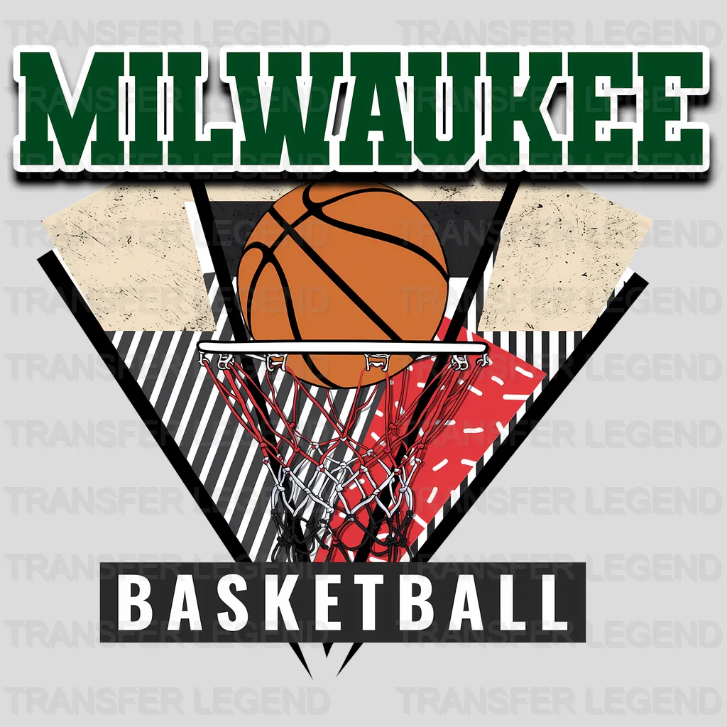 Milwaukee Bucks NBA Triangle Geometric Art - DTF Iron On Transfer