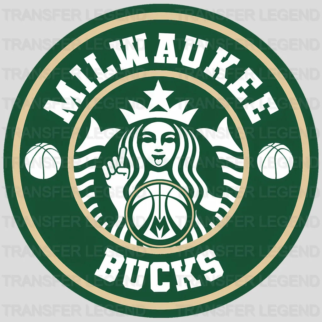 Milwaukee Bucks NBA Coffee Logo Parody Emblem - DTF Iron On Transfer