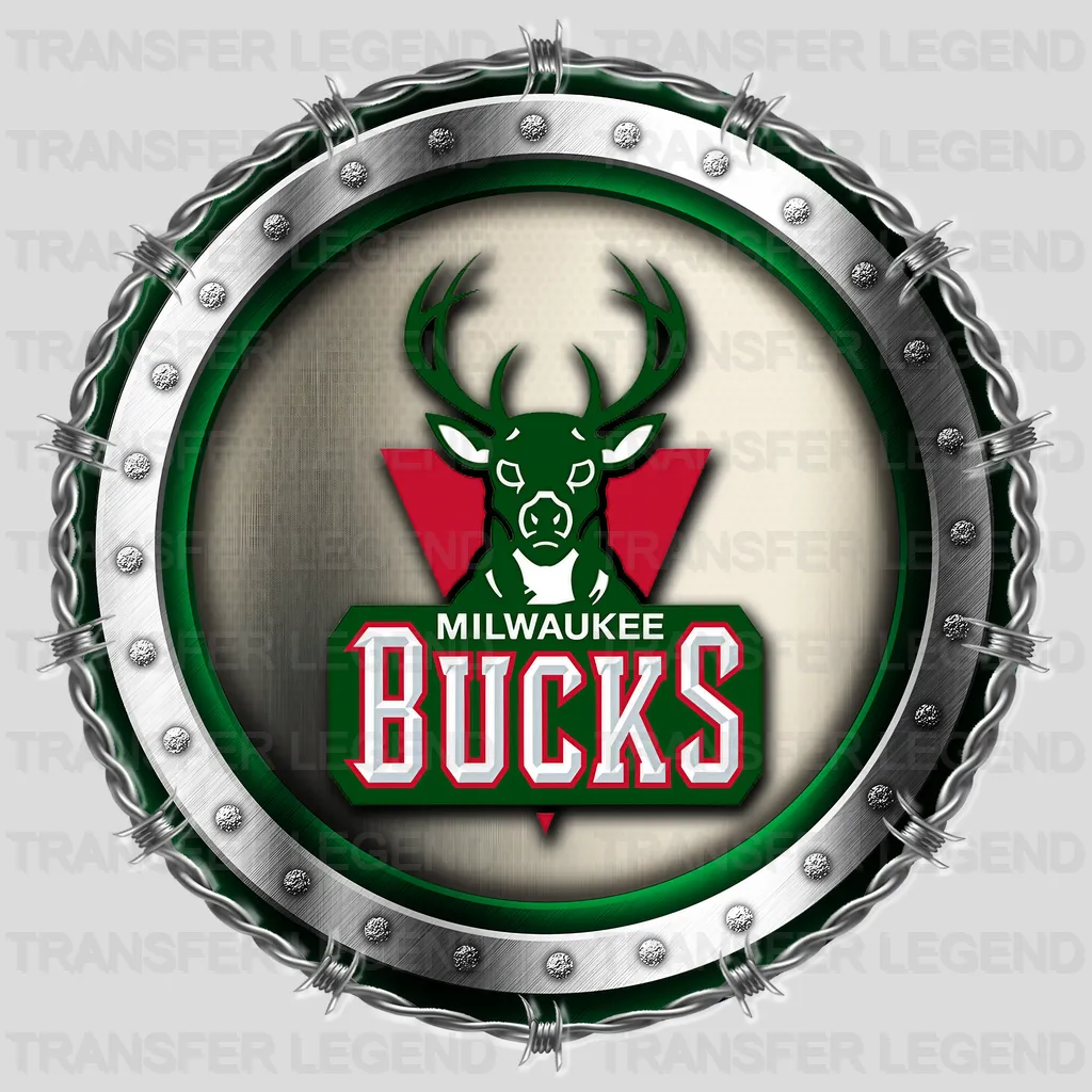 Milwaukee Bucks NBA Chrome Metal Circle Badge 3D - DTF Iron On Transfer