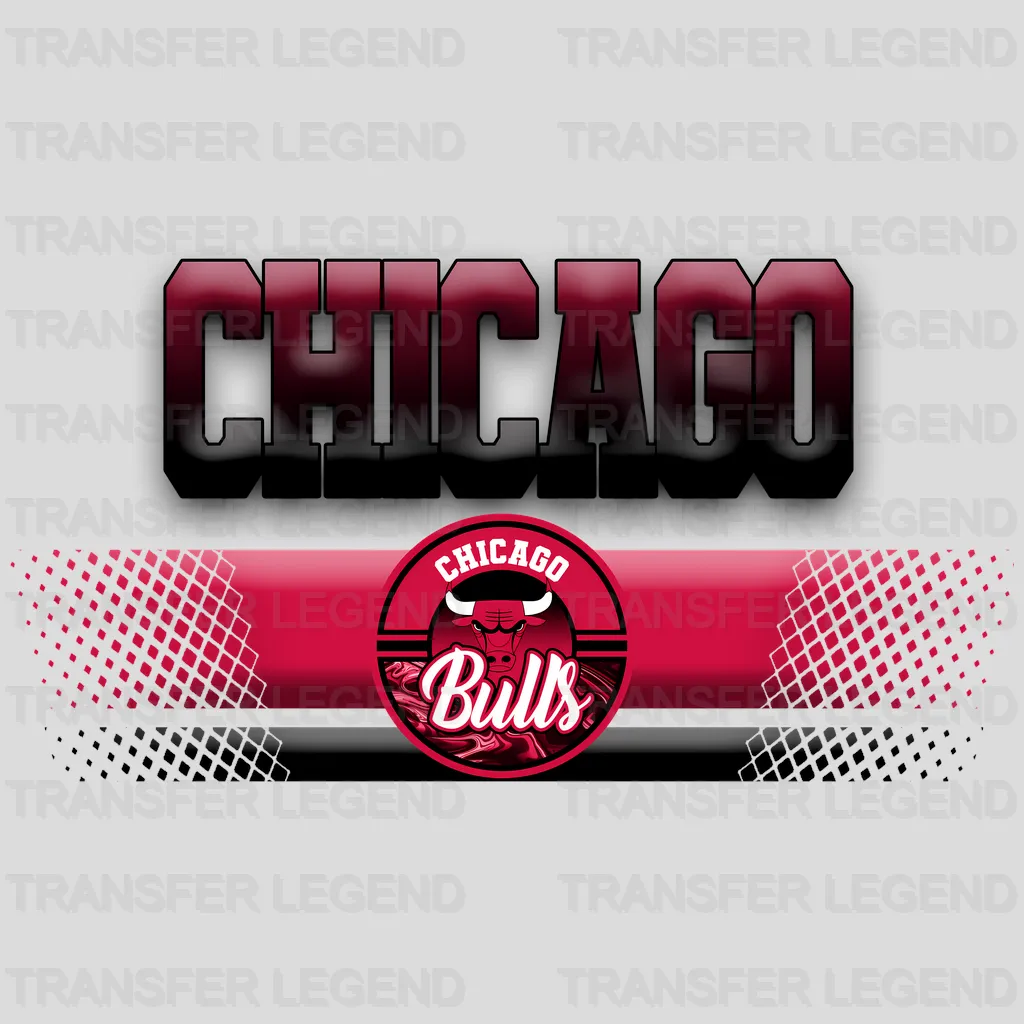 Chicago Bulls NBA Text Logo Banner Gradient - DTF Iron On Transfer