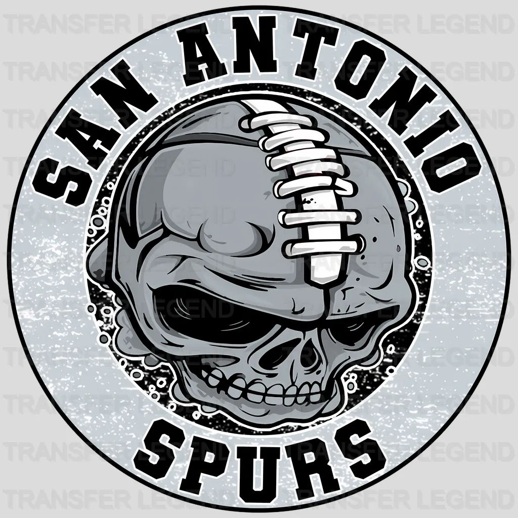 San Antonio Spurs NBA Silver Skull With Helmet Art - DTF Iron On Transfer