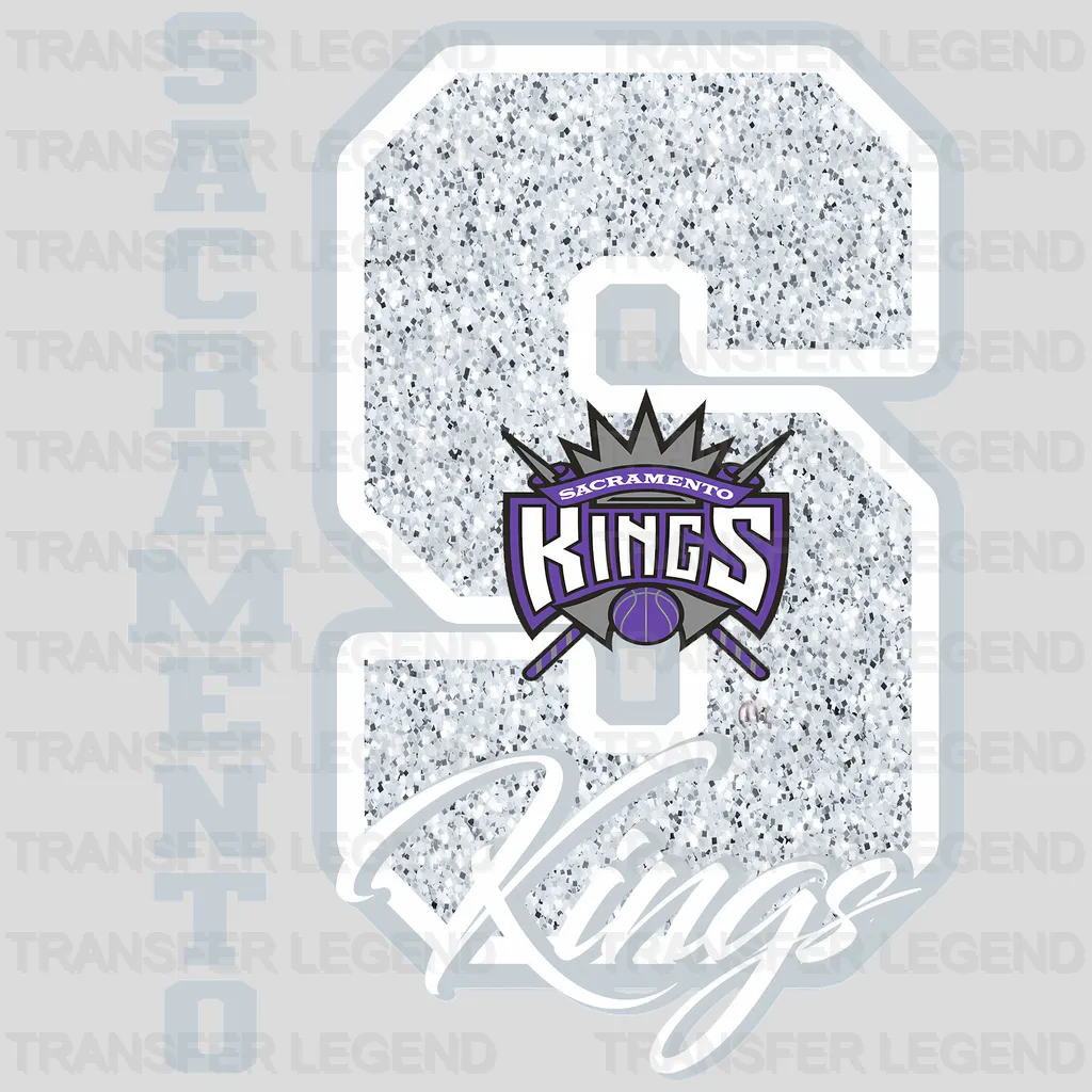 Sacramento Kings NBA Elegant Heart Swirl With Script Text - DTF Iron On Transfer