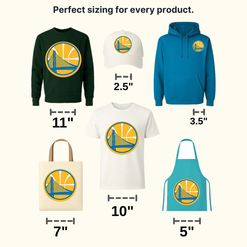 Golden State Warriors Basketball Roundel (Yellow/Blue) NBA Design - DTF Heat Transfer