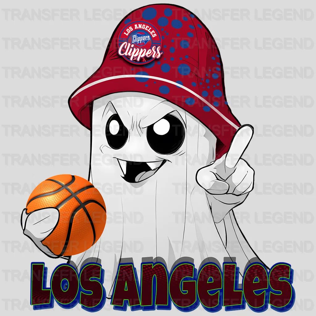 Los Angeles Clippers NBA Cute Ghost With Hat & Halloween - DTF Iron On Transfer