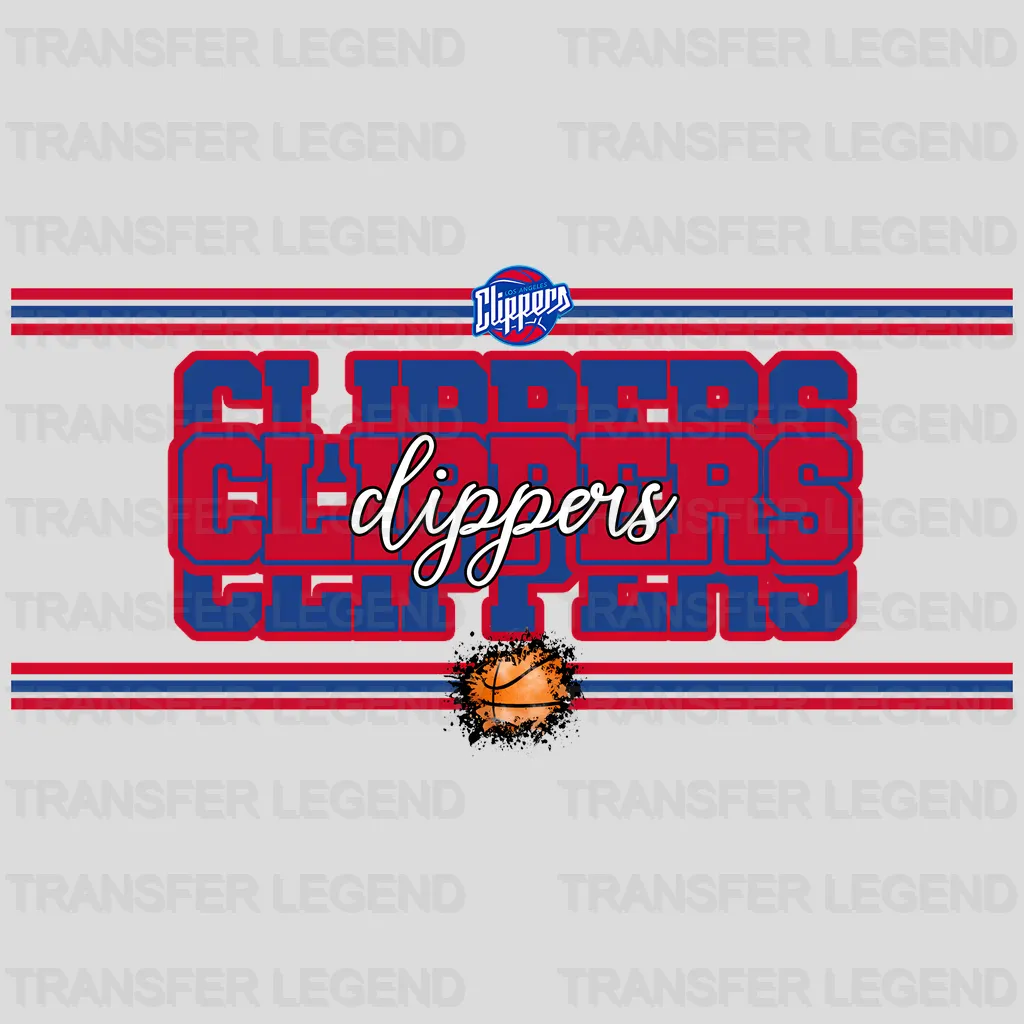 Los Angeles Clippers NBA Repeated Text Logo Strip Banner - DTF Iron On Transfer