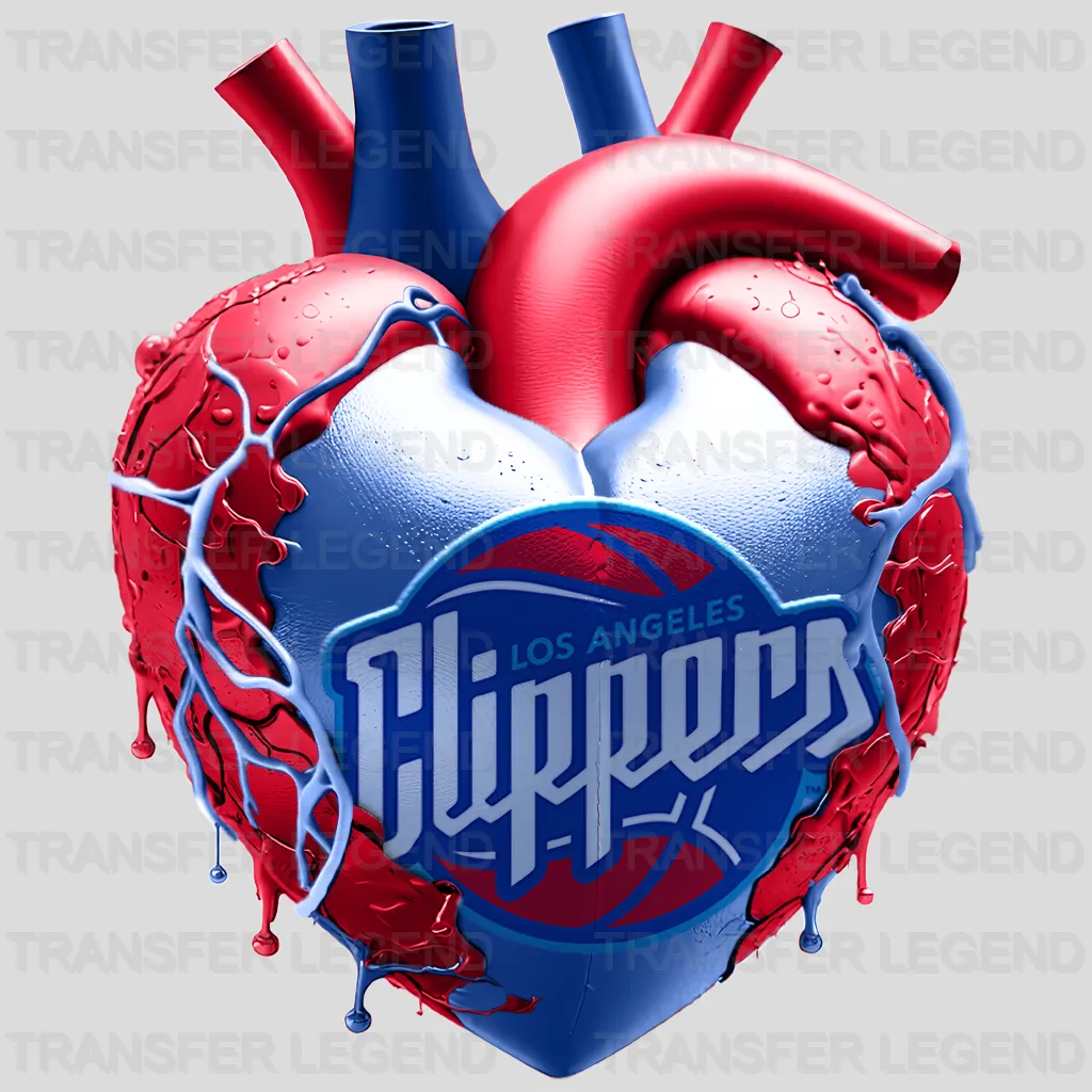 Los Angeles Clippers NBA Realistic Anatomical Heart Art - DTF Iron On Transfer
