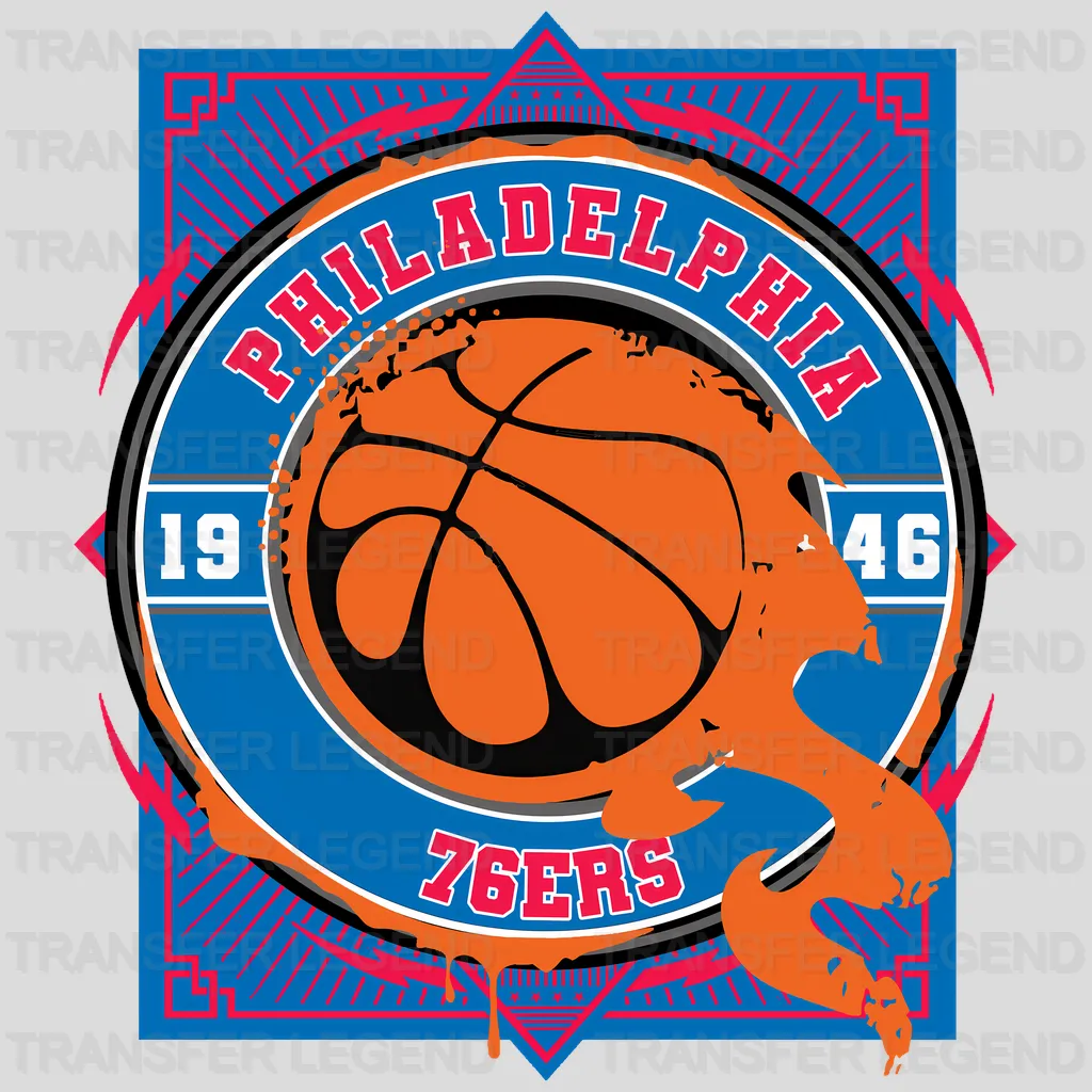 Philadelphia 76ers NBA Orange Shape Logo Art - DTF Iron On Transfer