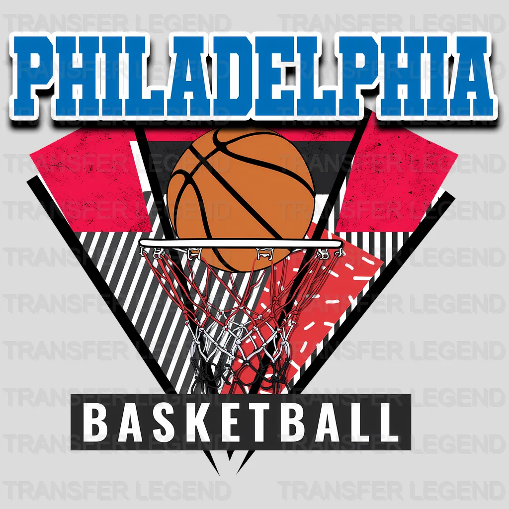 Philadelphia 76ers NBA Triangle Geometric Art - DTF Iron On Transfer