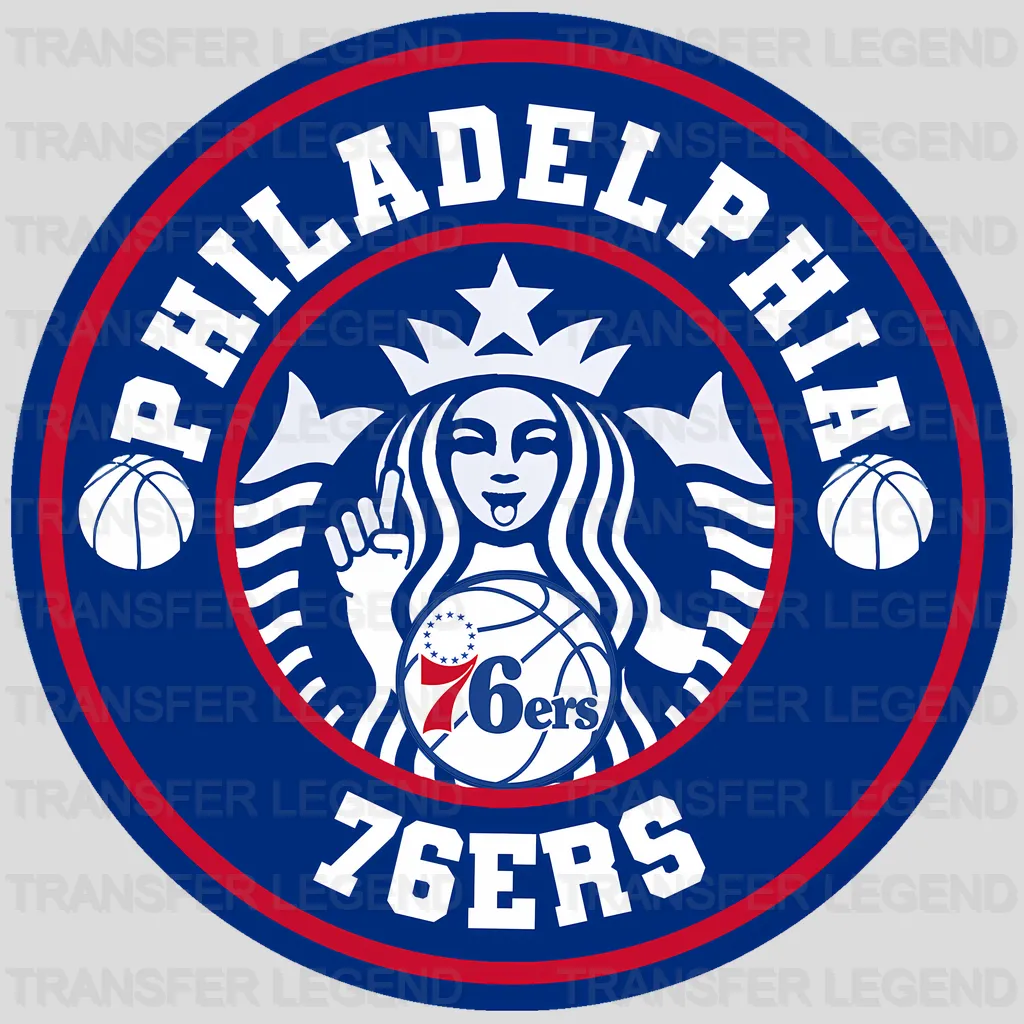 Philadelphia 76ers NBA Coffee Logo Parody Emblem - DTF Iron On Transfer