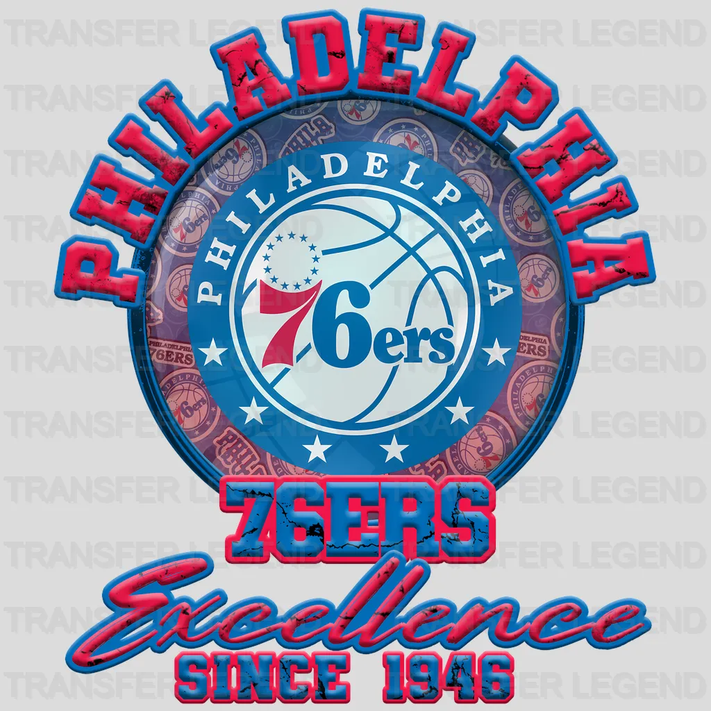 Philadelphia 76ers NBA Excellence Since 1946 DTF Iron On Transfer