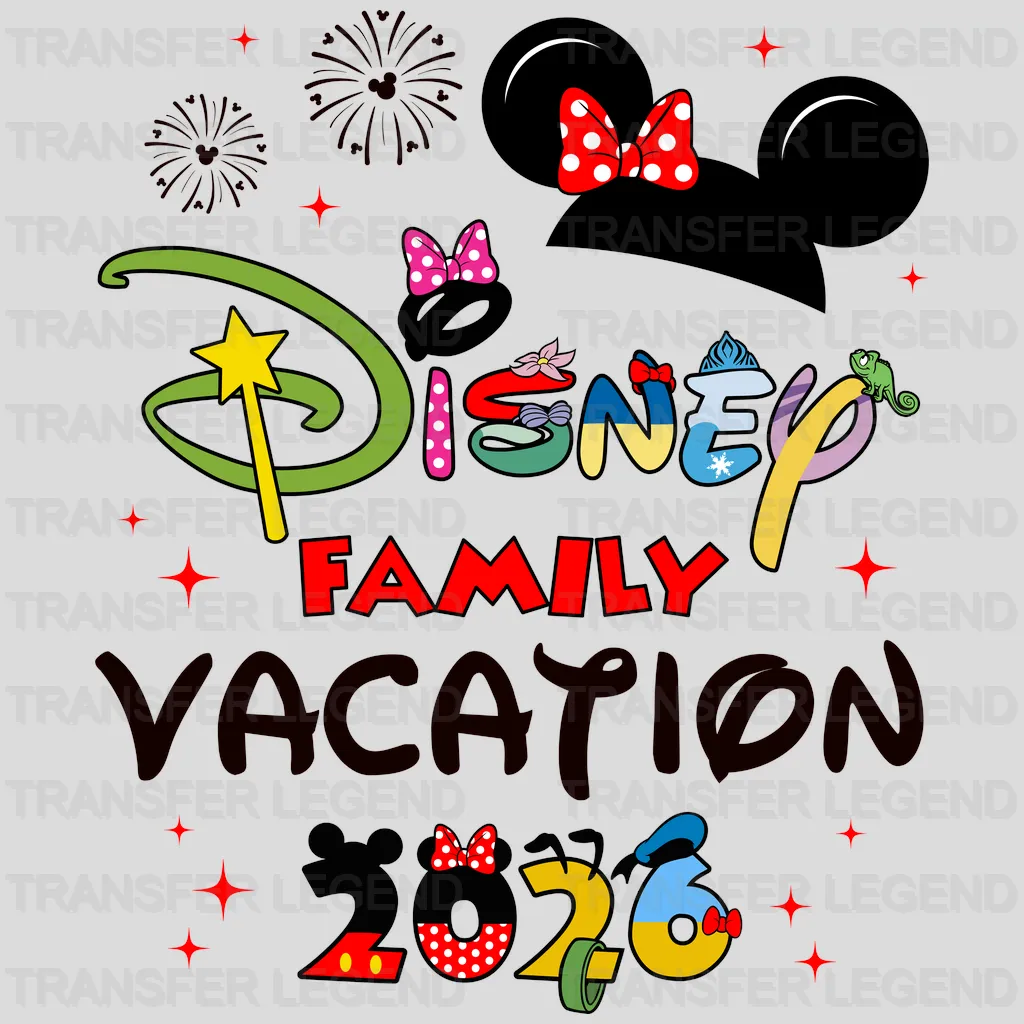Minnie & Mickey Loves Vacation Cartoon Designs - DTF Heat Transfer