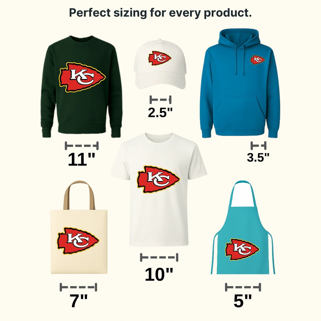 Kansas City Chiefs Heart Outline & Arrow Emblem NFL Design - DTF Heat Transfer
