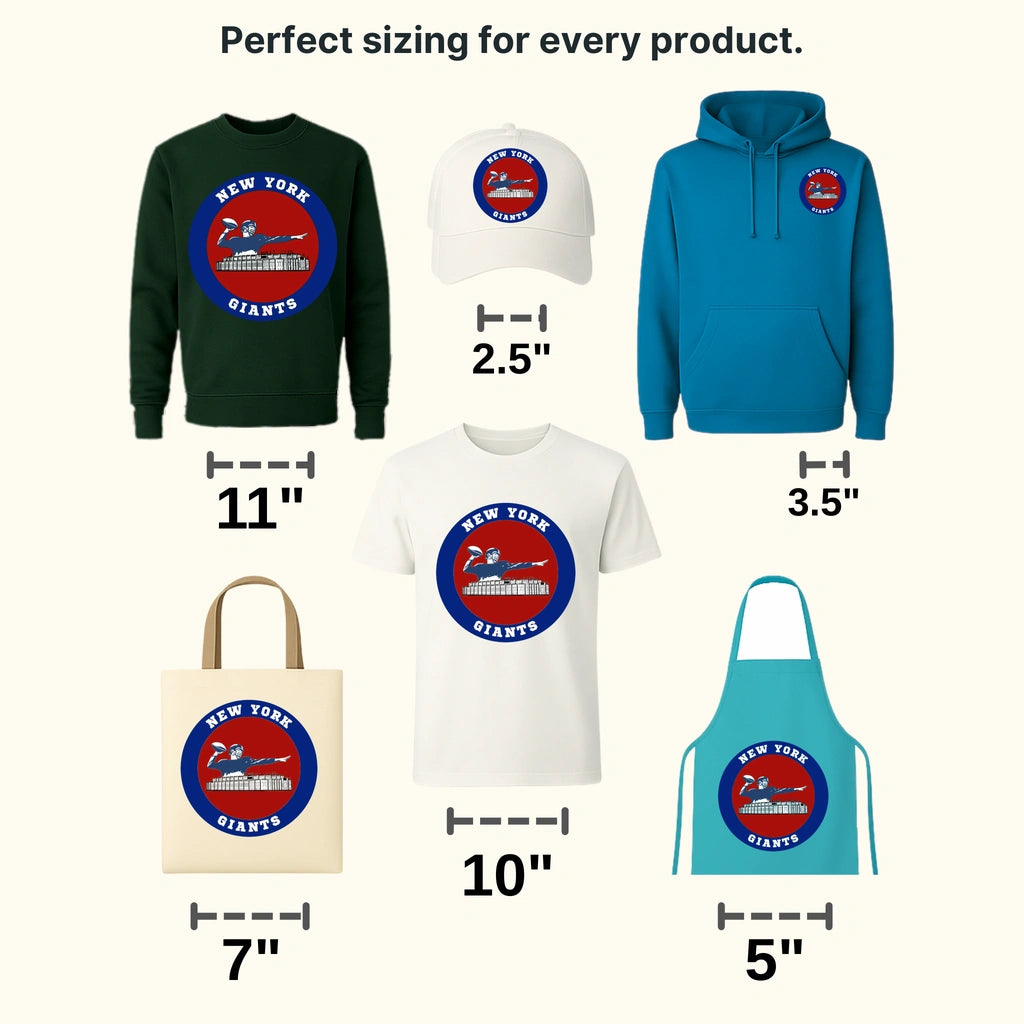 New York Giants retro circular crest with player silhouette, NFL design - DTF Heat Transfer