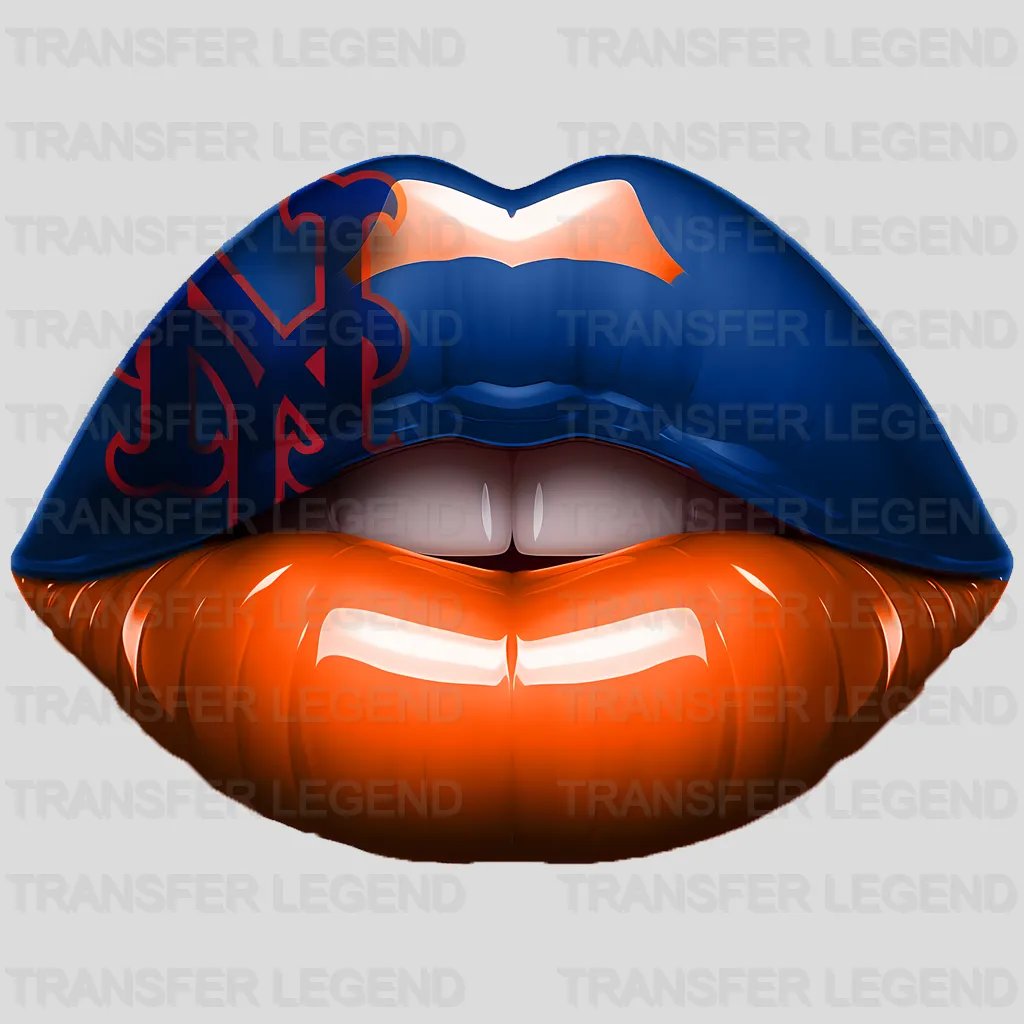 New York Mets MLB Blue & Orange Lips Logo Art Illustration - DTF Iron On Transfer