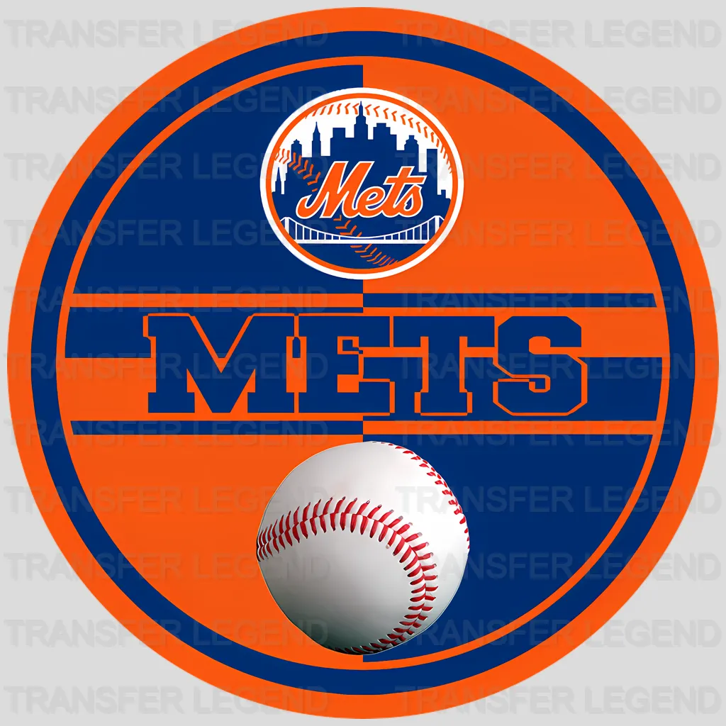 New York Mets MLB Circle Logo With Stitch - DTF Iron On Transfer