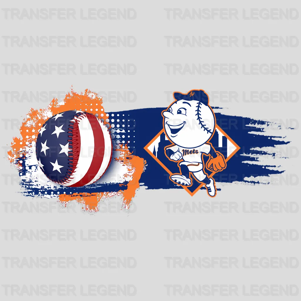 New York Mets MLB Ripped Flag Effect Logo Graphic - DTF Iron On Transfer